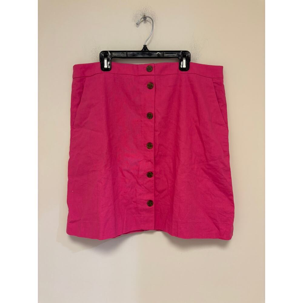 J. Crew Pink Button Down Linen Mini Skirt NWT Size 14
